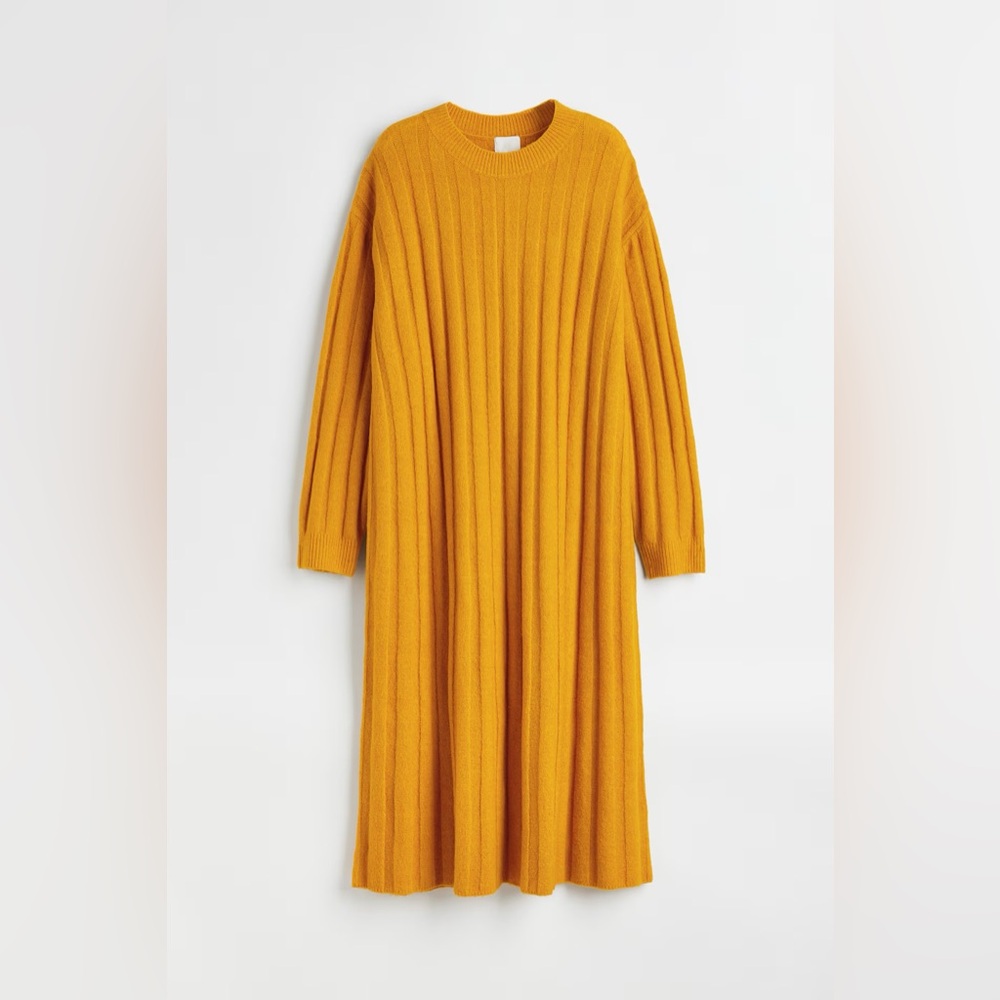 H&M Mustard Yellow Rib-knit Dress - Pre Owned 💛